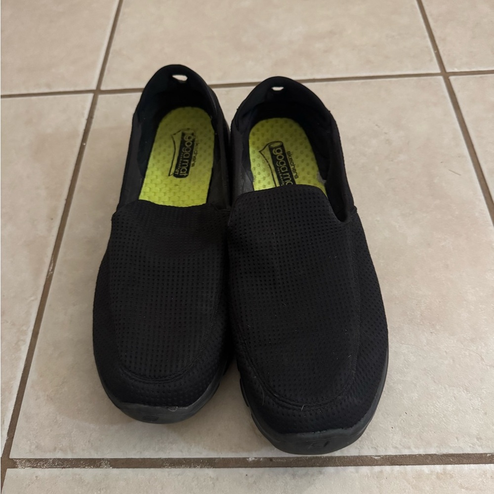 Skechers Men's Black Mesh Slip-Ons
